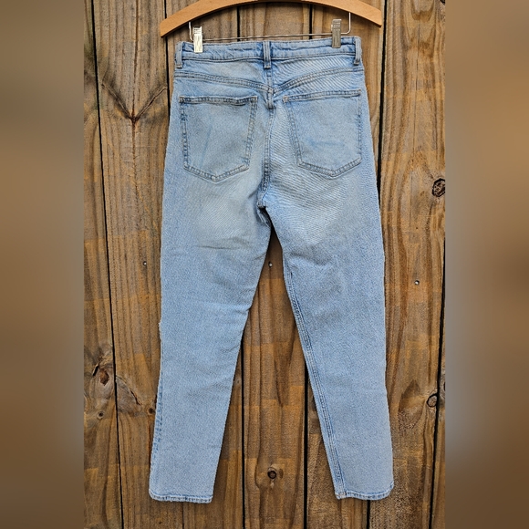 Zara Light Blue Ripped Straight Leg Jeans - Picture 4 of 5